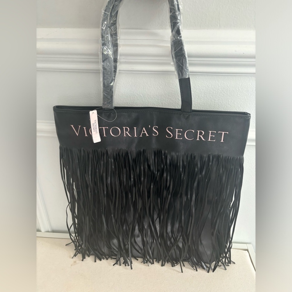 Victoria's Secret NWT Flirty Fringe Tote Bag Black Limited Edition - Picture 4 of 8